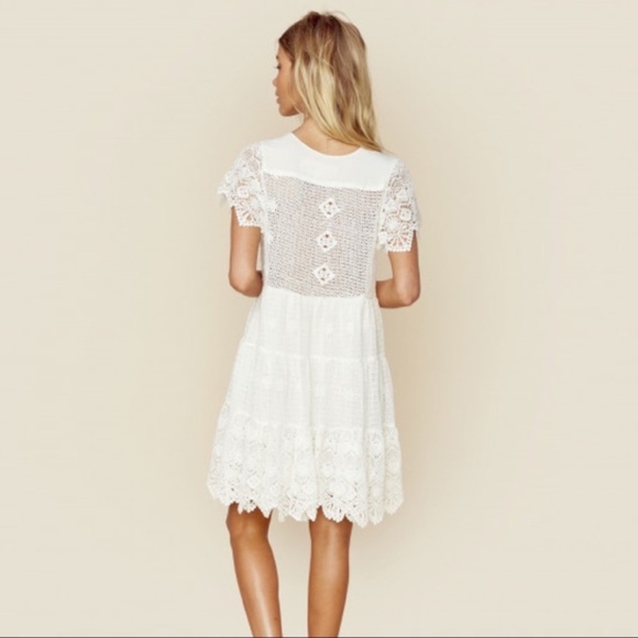 Jen's Pirate Booty White Romance Short Sleeve Lace Mini Dress Small - Picture 3 of 9